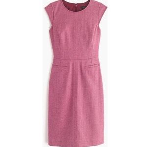 J. Crew Pink Cap Sleeve Sheath Dress in Donegal Wool Size 6